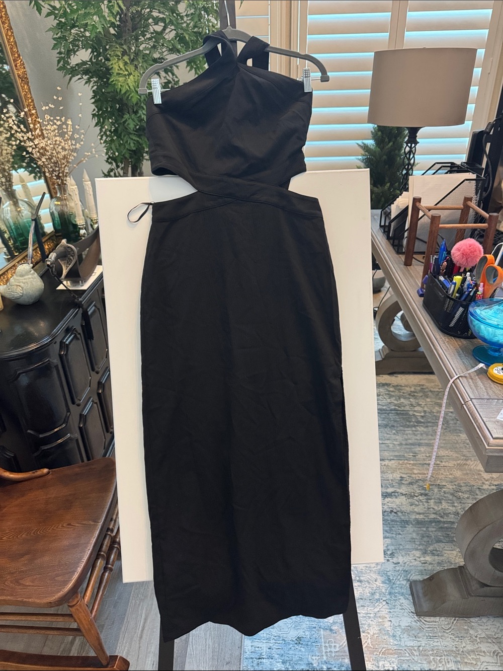 Commense Black Cutout Halter Maxi Dress NWT